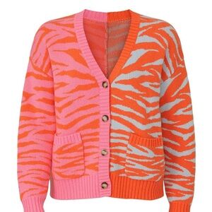 Vibrant Orange and Pink Women's Sweater